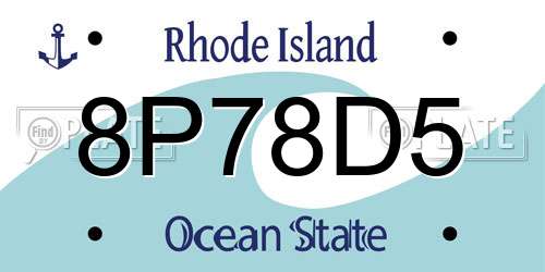 8P78D5 Rhode Island License Plate