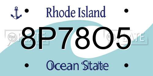 8P78O5 Rhode Island License Plate