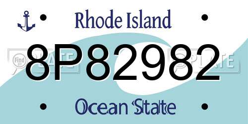 8P82982 Rhode Island License Plate