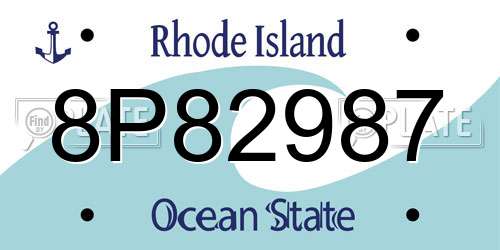 8P82987 Rhode Island License Plate