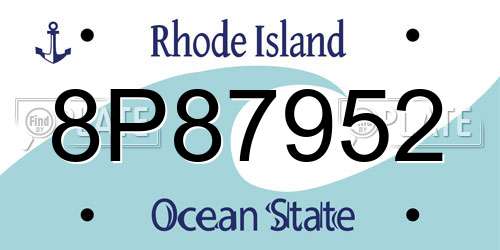8P87952 Rhode Island License Plate