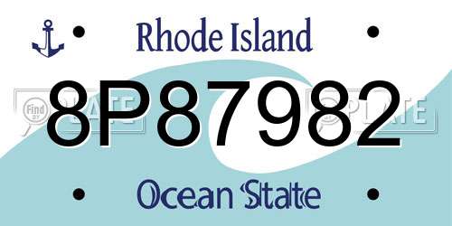 8P87982 Rhode Island License Plate
