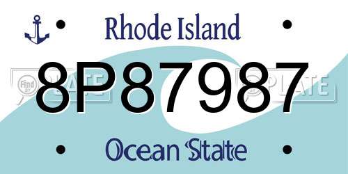 8P87987 Rhode Island License Plate