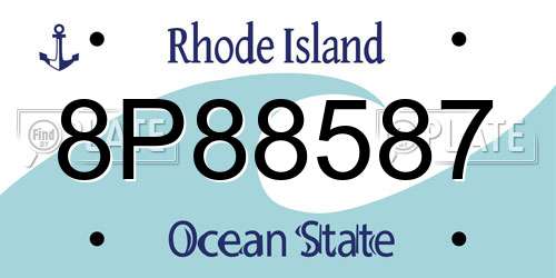 8P88587 Rhode Island License Plate