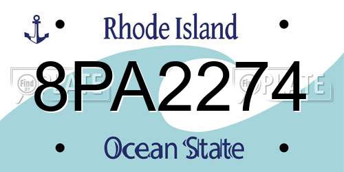8PA2274 Rhode Island License Plate