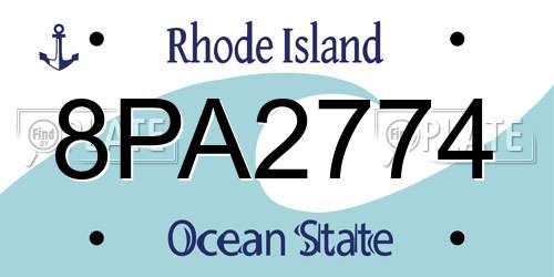 8PA2774 Rhode Island License Plate