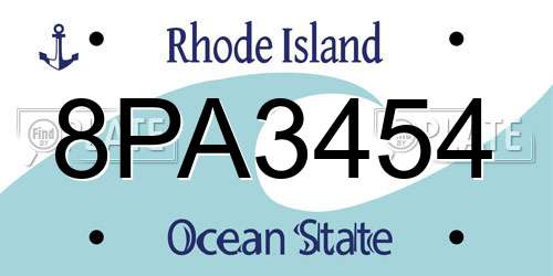 8PA3454 Rhode Island License Plate