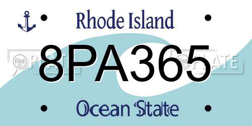 8PA365 Rhode Island License Plate