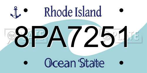 8PA7251 Rhode Island License Plate