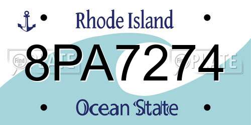 8PA7274 Rhode Island License Plate