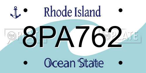 8PA762 Rhode Island License Plate