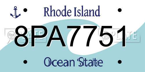 8PA7751 Rhode Island License Plate