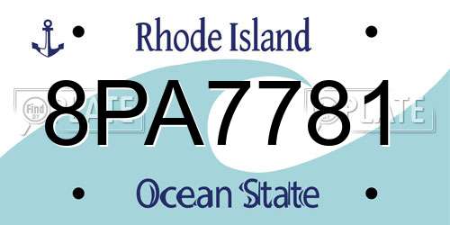 8PA7781 Rhode Island License Plate