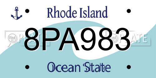 8PA983 Rhode Island License Plate