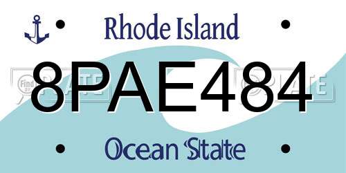 8PAE484 Rhode Island License Plate
