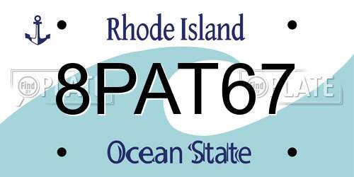 8PAT67 Rhode Island License Plate