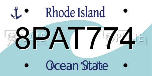 8PAT774 Rhode Island License Plate