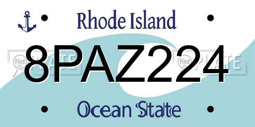 8PAZ224 Rhode Island License Plate