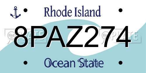 8PAZ274 Rhode Island License Plate