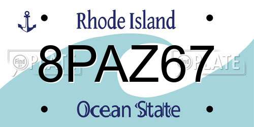 8PAZ67 Rhode Island License Plate