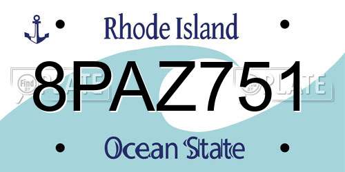 8PAZ751 Rhode Island License Plate