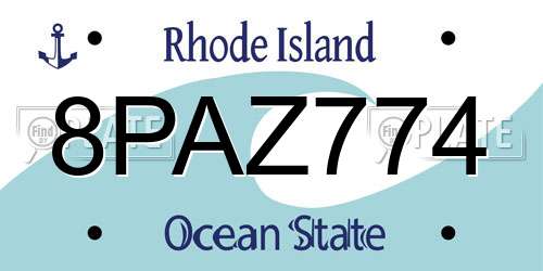8PAZ774 Rhode Island License Plate