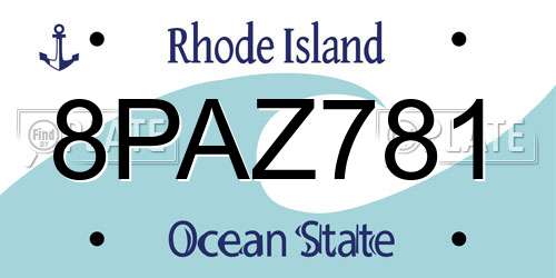 8PAZ781 Rhode Island License Plate