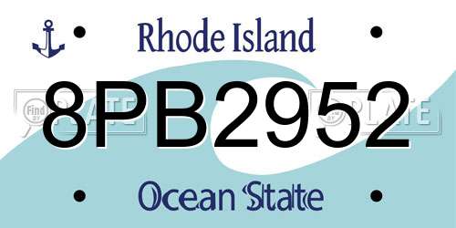 8PB2952 Rhode Island License Plate