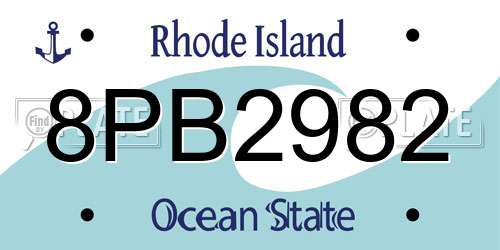 8PB2982 Rhode Island License Plate