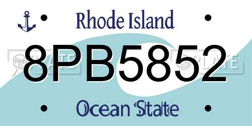 8PB5852 Rhode Island License Plate