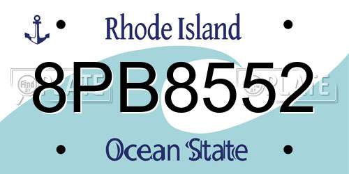 8PB8552 Rhode Island License Plate