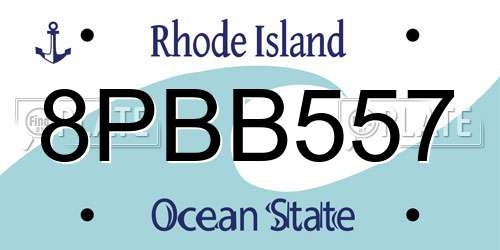 8PBB557 Rhode Island License Plate