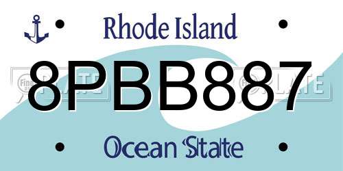 8PBB887 Rhode Island License Plate
