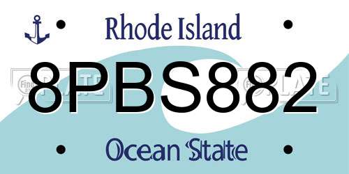 8PBS882 Rhode Island License Plate