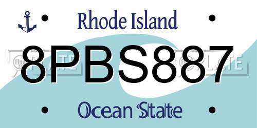 8PBS887 Rhode Island License Plate