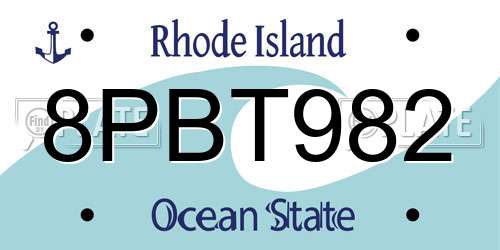8PBT982 Rhode Island License Plate