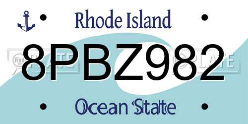8PBZ982 Rhode Island License Plate