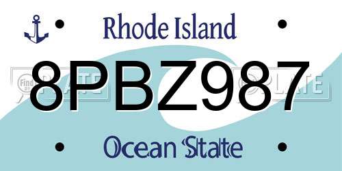 8PBZ987 Rhode Island License Plate