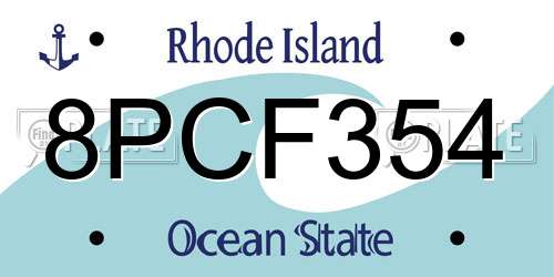 8PCF354 Rhode Island License Plate