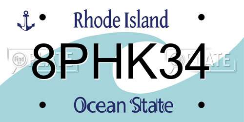 8PHK34 Rhode Island License Plate