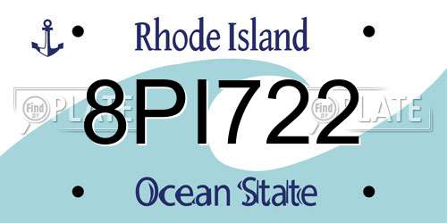 8PI722 Rhode Island License Plate