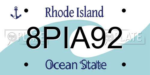 8PIA92 Rhode Island License Plate
