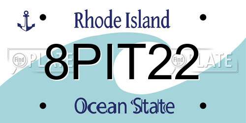 8PIT22 Rhode Island License Plate
