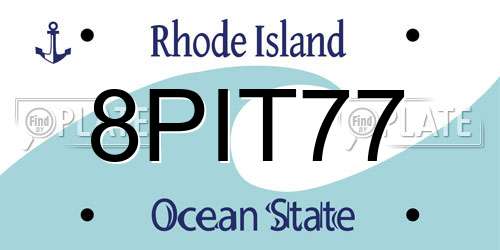 8PIT77 Rhode Island License Plate