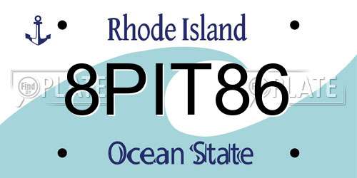 8PIT86 Rhode Island License Plate