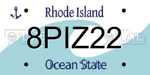8PIZ22 Rhode Island License Plate