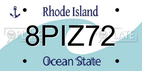8PIZ72 Rhode Island License Plate