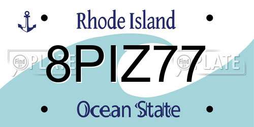 8PIZ77 Rhode Island License Plate