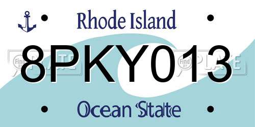 8PKY013 Rhode Island License Plate