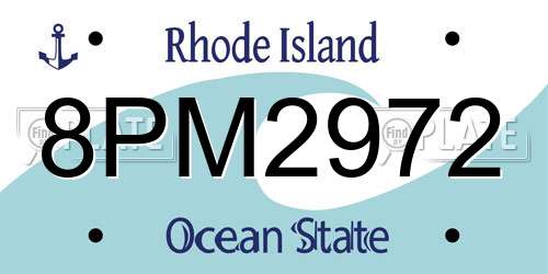 8PM2972 Rhode Island License Plate